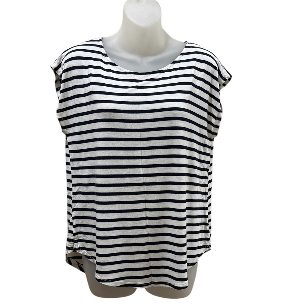GREEN ENVELOPE Los Angeles Top Stripes Black White Sleeveless SZ L